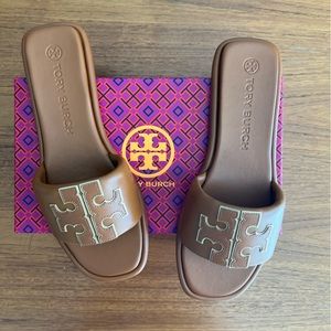 FLASH SALE NEW Tory Burch Double T Sport Slides Tan size 11
